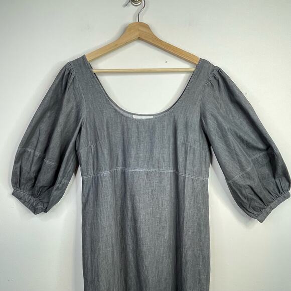 Rachel Comey x Target Gray Chambray Puff Sleeve Rustic Midi Dress womens 4 new - Picture 3 of 12